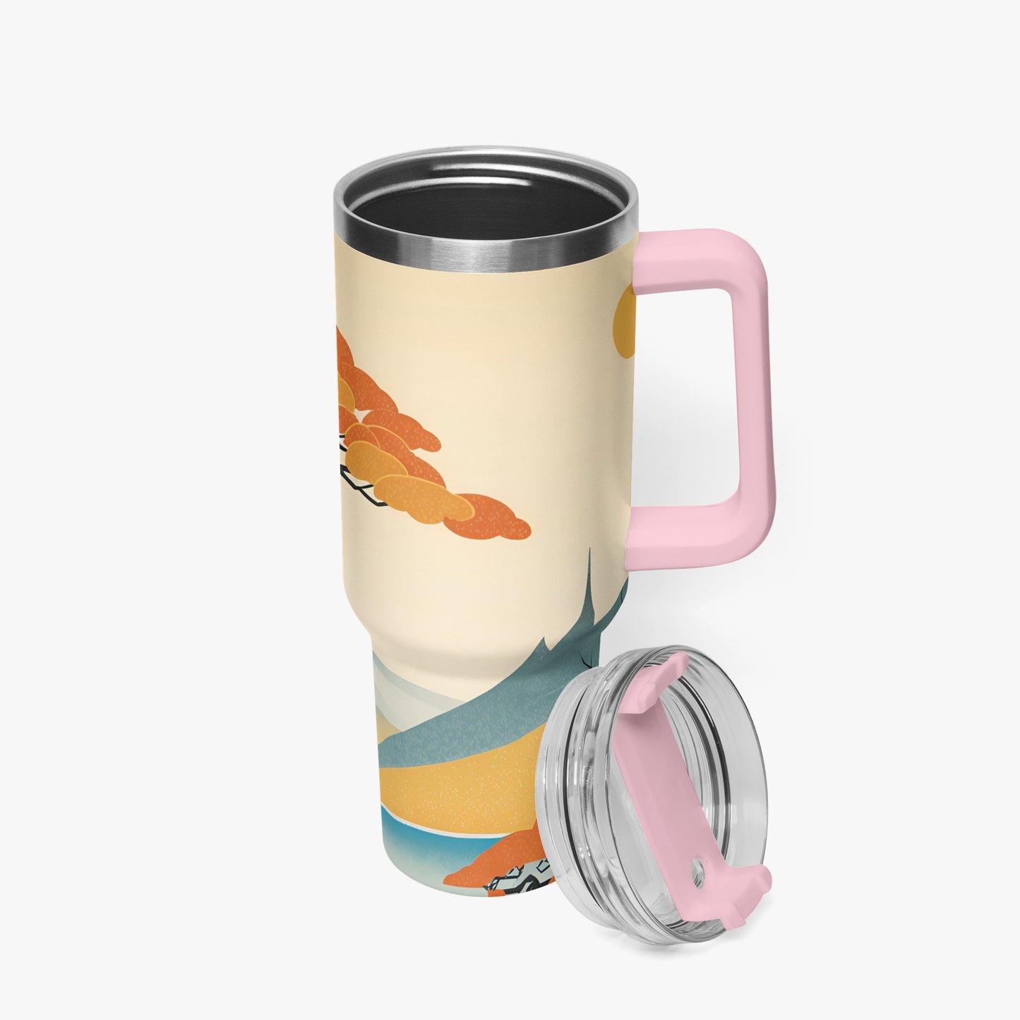 Autumn Majesty Tumbler Cup Pink Handle