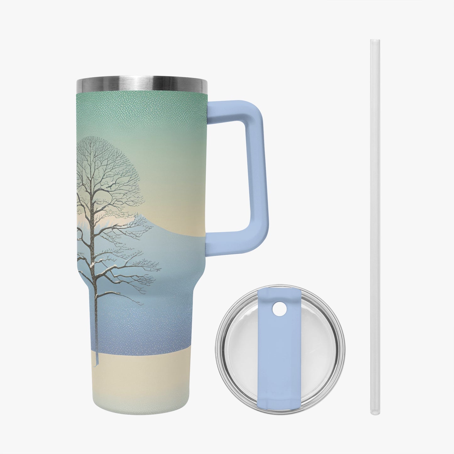 Winter's Solitude Tumbler Cup light blue Handle