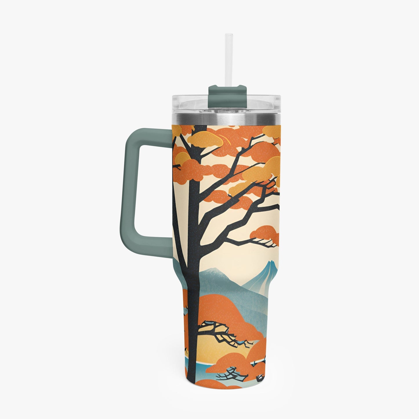 Autumn Majesty Tumbler Cup grey/green Handle