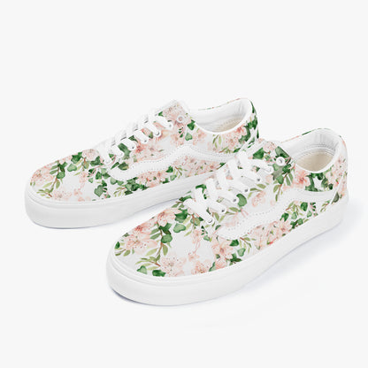 Floral patterned sneakers on a white background