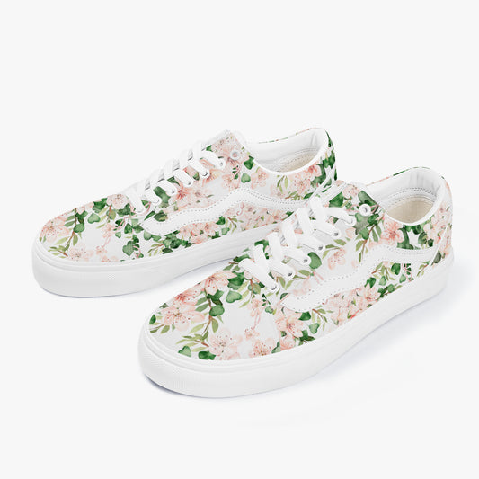 Floral patterned sneakers on a white background