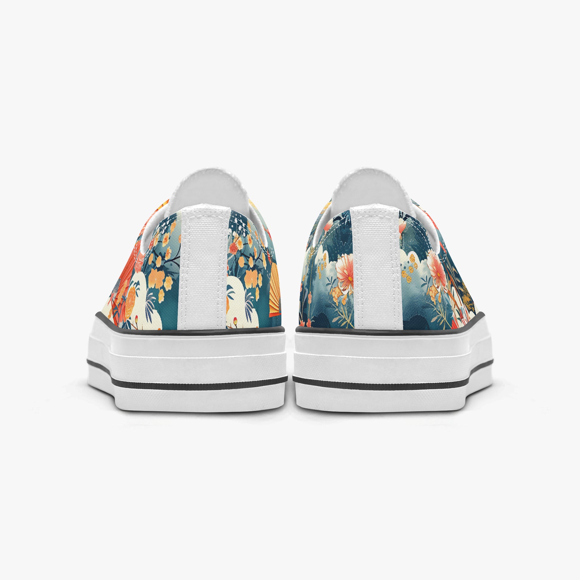 Floral-patterned sneakers on a white background