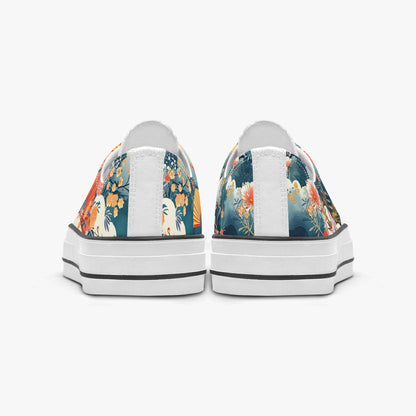 Floral-patterned sneakers on a white background