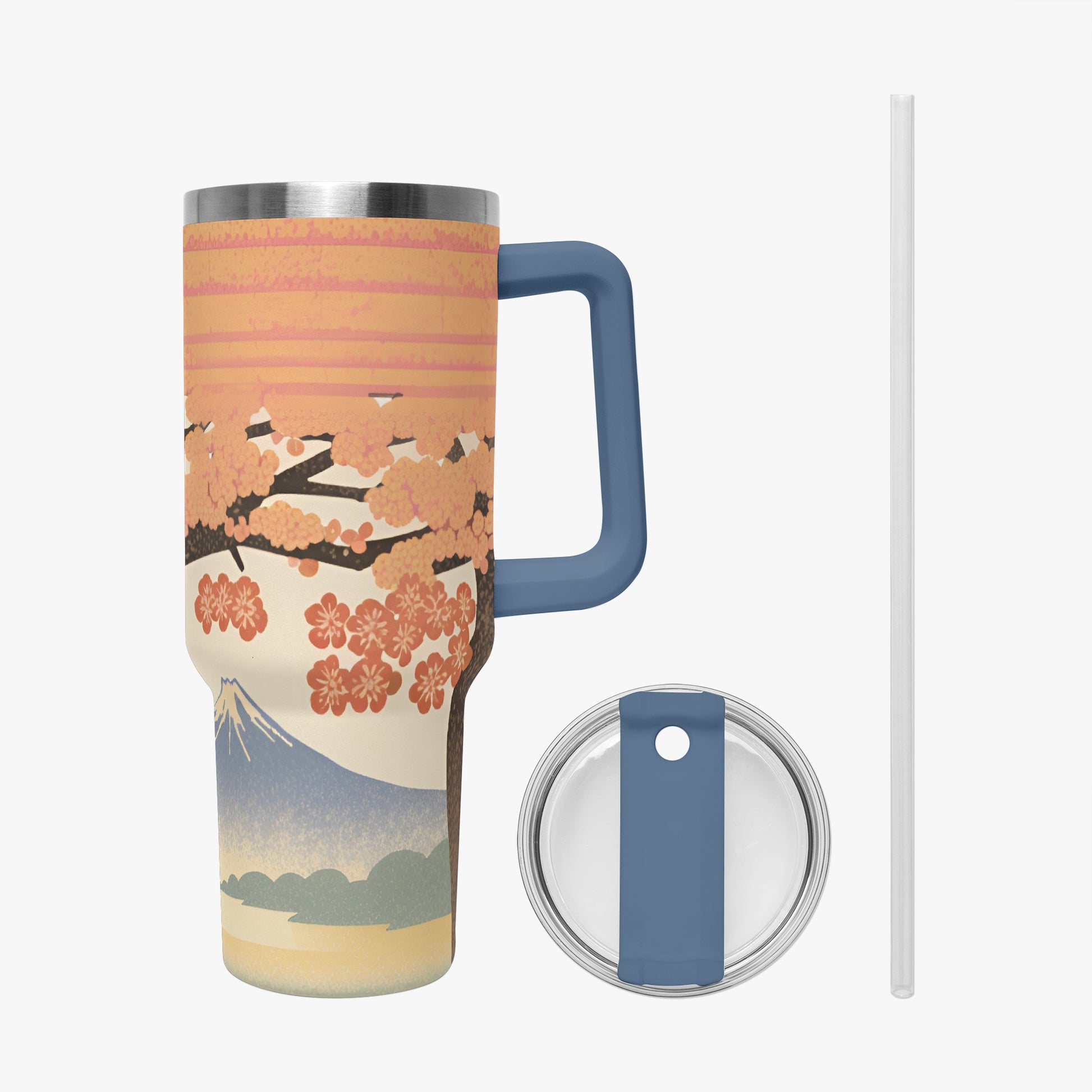 Sakura Sunrise Tumbler Cup Blue Handle