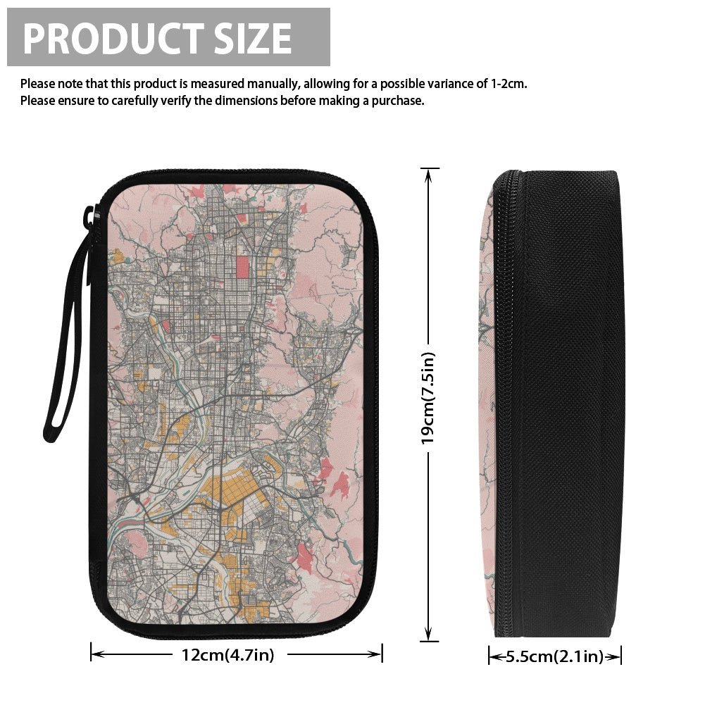 Pastel Kyoto City Map Travel Tech Pouch - 