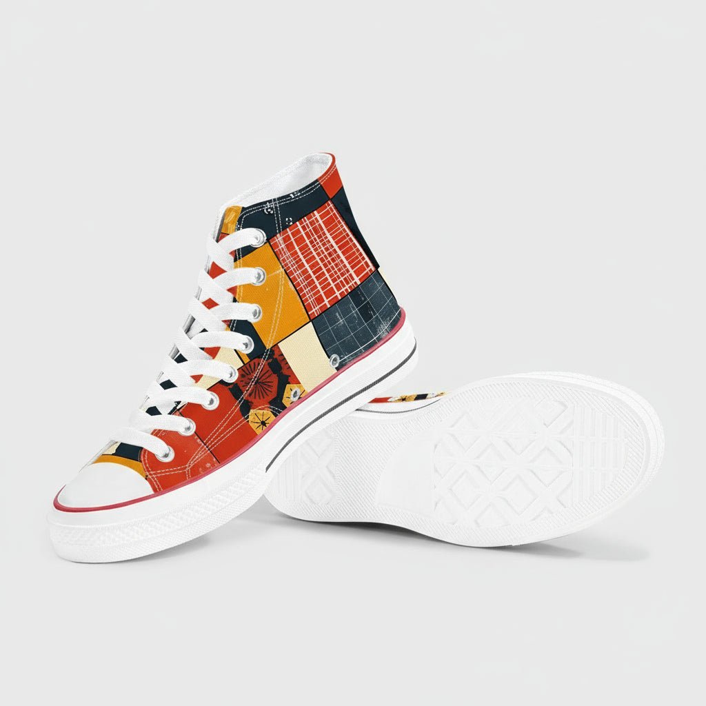 Kokon Patchwork Abstract High - Top Canvas Shoes - 