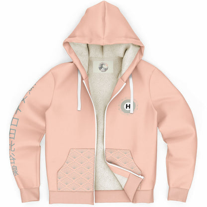 Hibiya Line Pink and Grey Hoodie Microfleece Ziphoodie