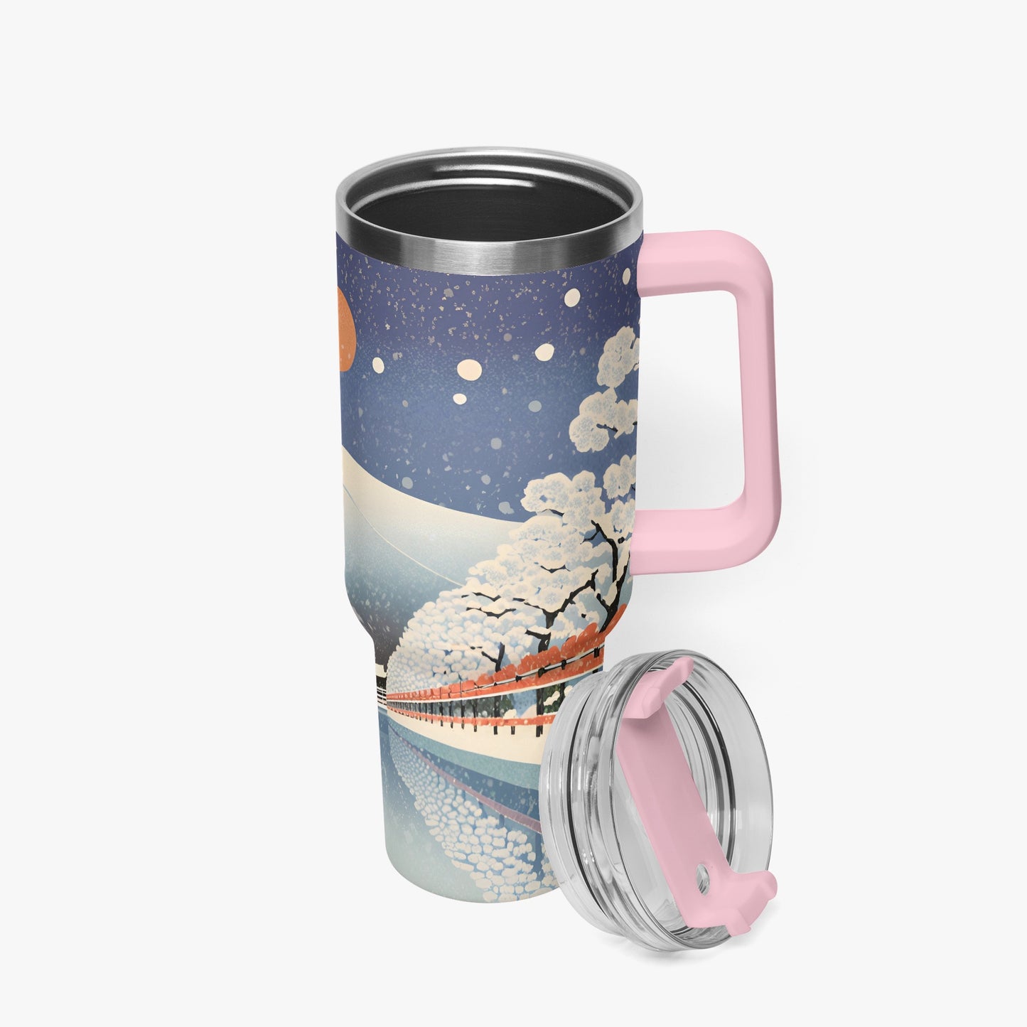 Winter Serenity Tumbler Cup Pink Handle