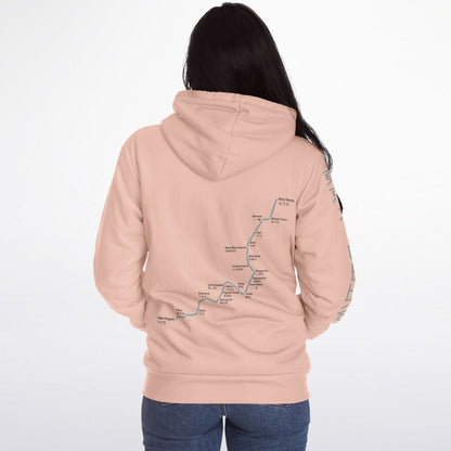 Hibiya Line Pink and Grey Hoodie Microfleece Ziphoodie