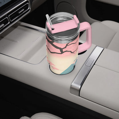 Fuji Dreams Car Tumbler Cup Pink Handle