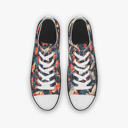 Pair of sneakers with a floral pattern on a white background