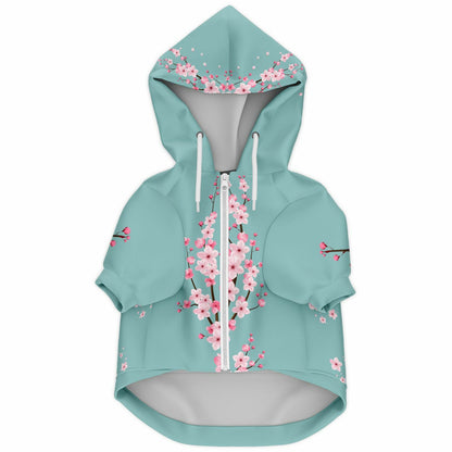 Blue Sakura Athletic Dog Zip-Up Hoodie