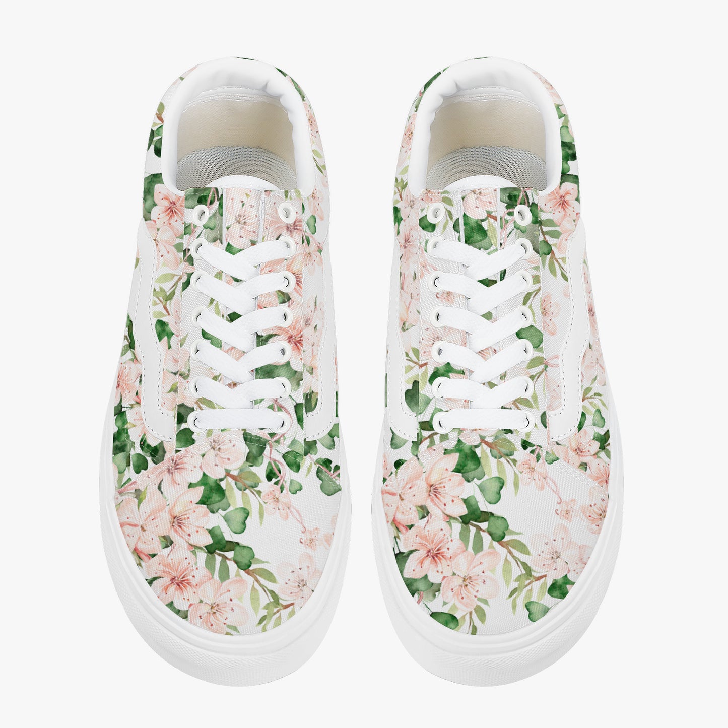 Floral patterned sneakers on a white background