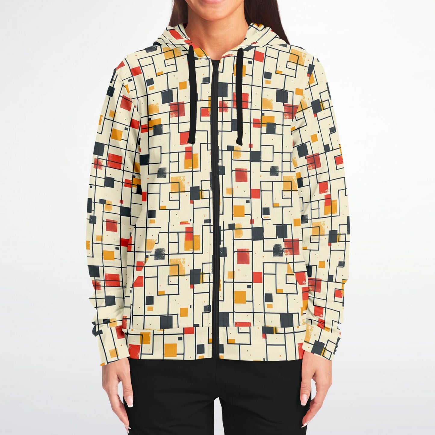 Chokaku Scattered Grid Zip - Up Hoodie - 