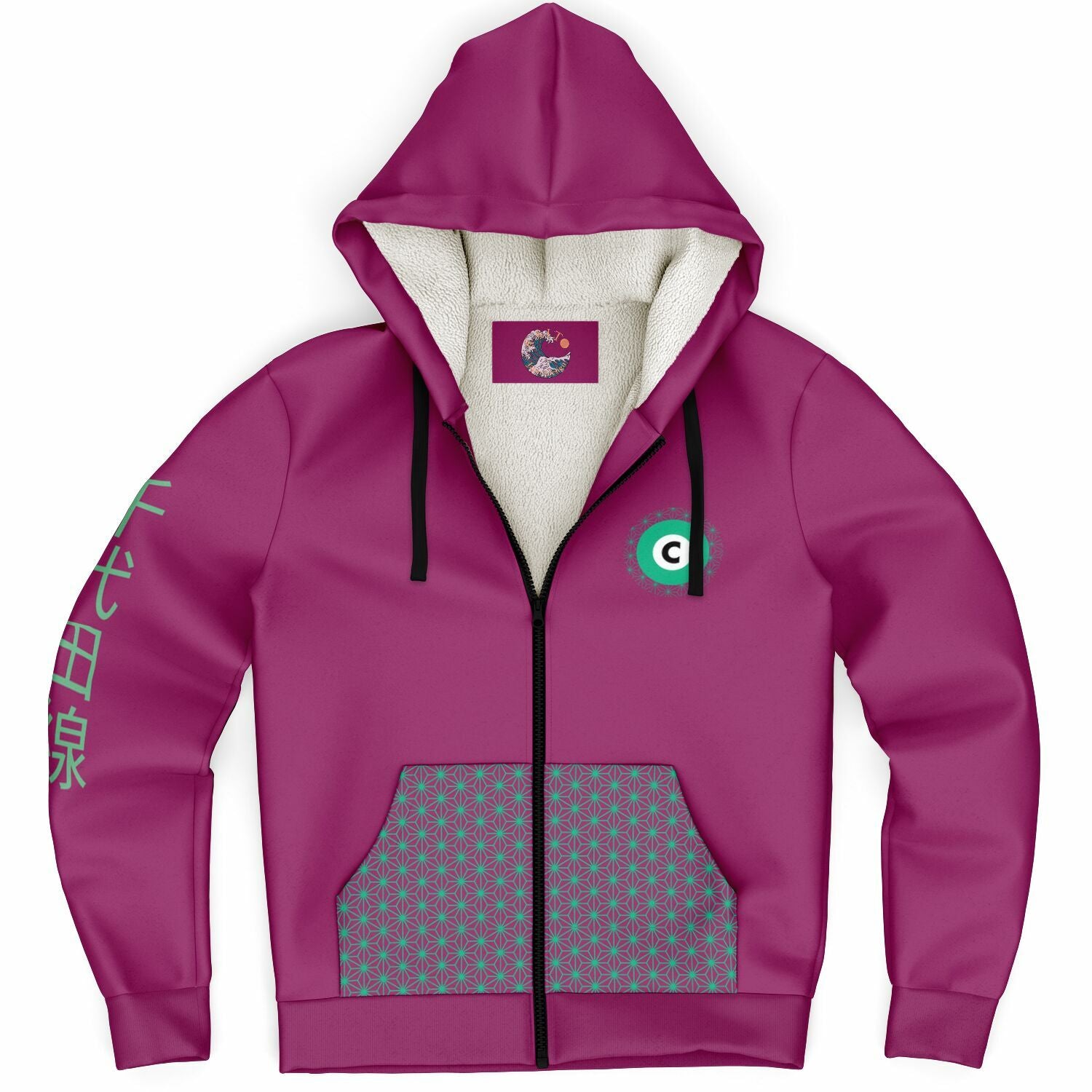 Chiyoda Line Purple and Green Hoodie Microfleece Ziphoodie