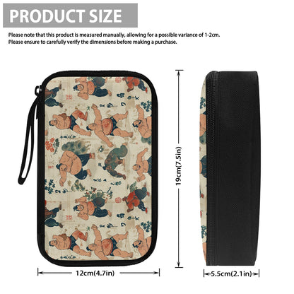 Product with sumo wrestler design and dimensions on a white background