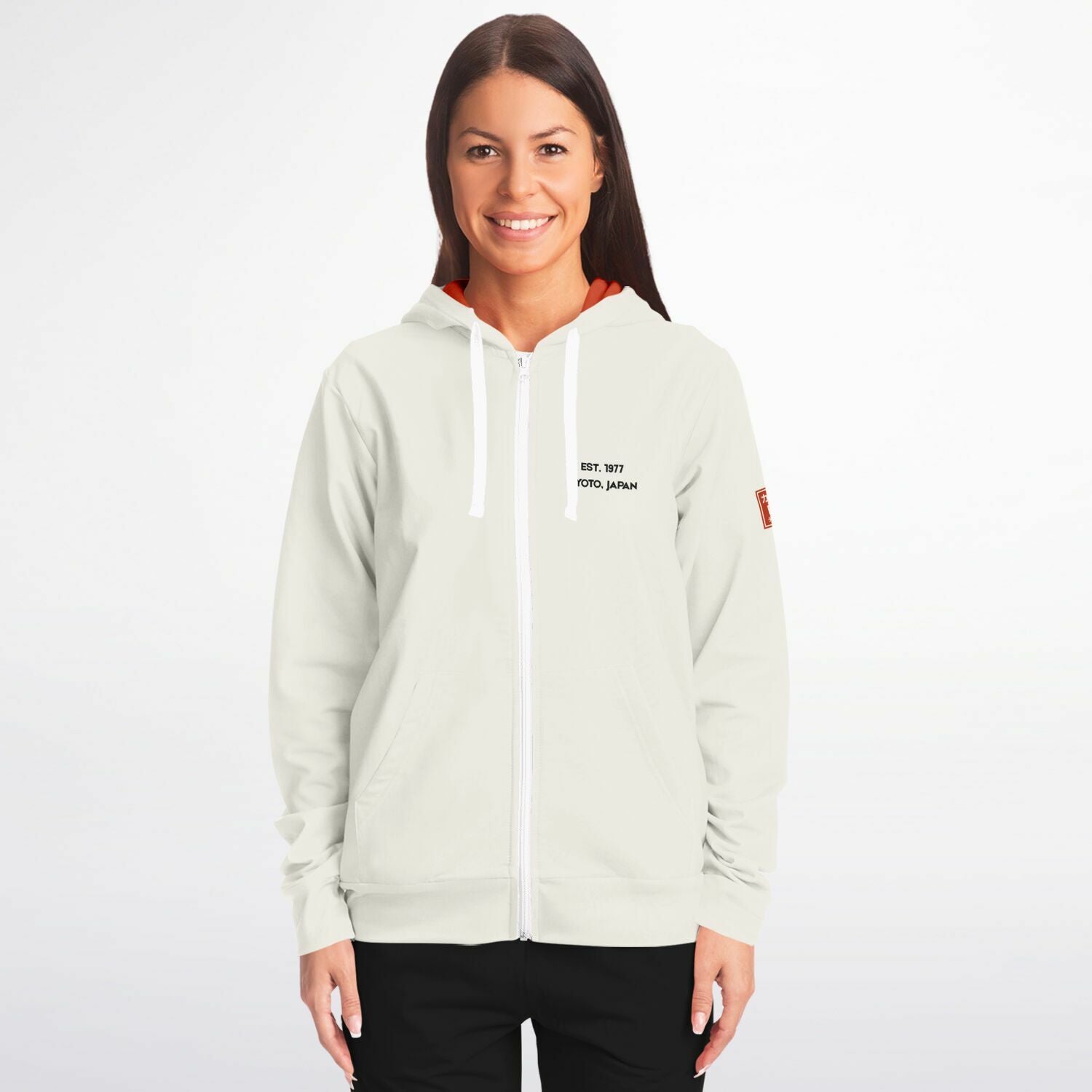 KAITO1977 Unisex Zip-Up Hoodie in a premium dark minimalist colorway featuring a clean Japanese stylized Pickleball Club crest on the chest.