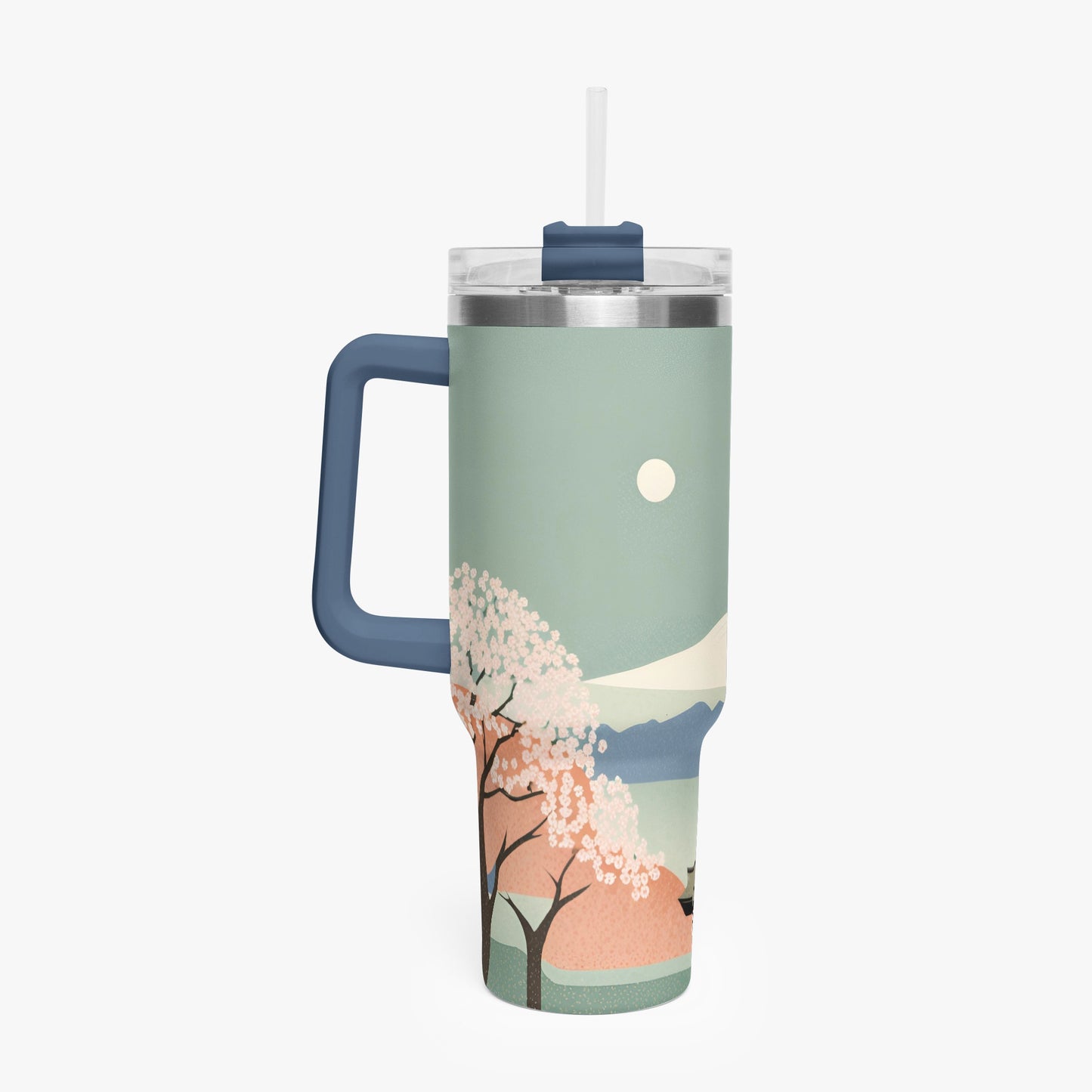 Spring Moon Tumbler Cup Blue Handle