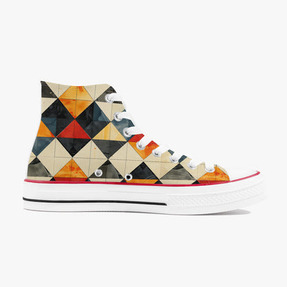 Sneaker with geometric pattern on a white background