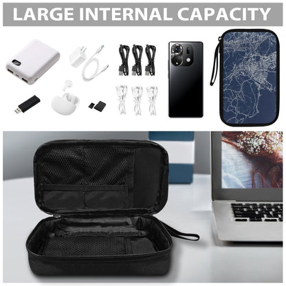 Blue Hiroshima City Map Travel Tech Pouch - 