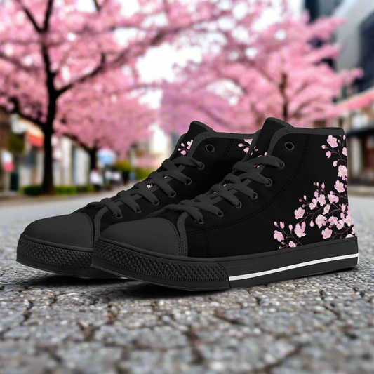 high top black and sakura sneakers