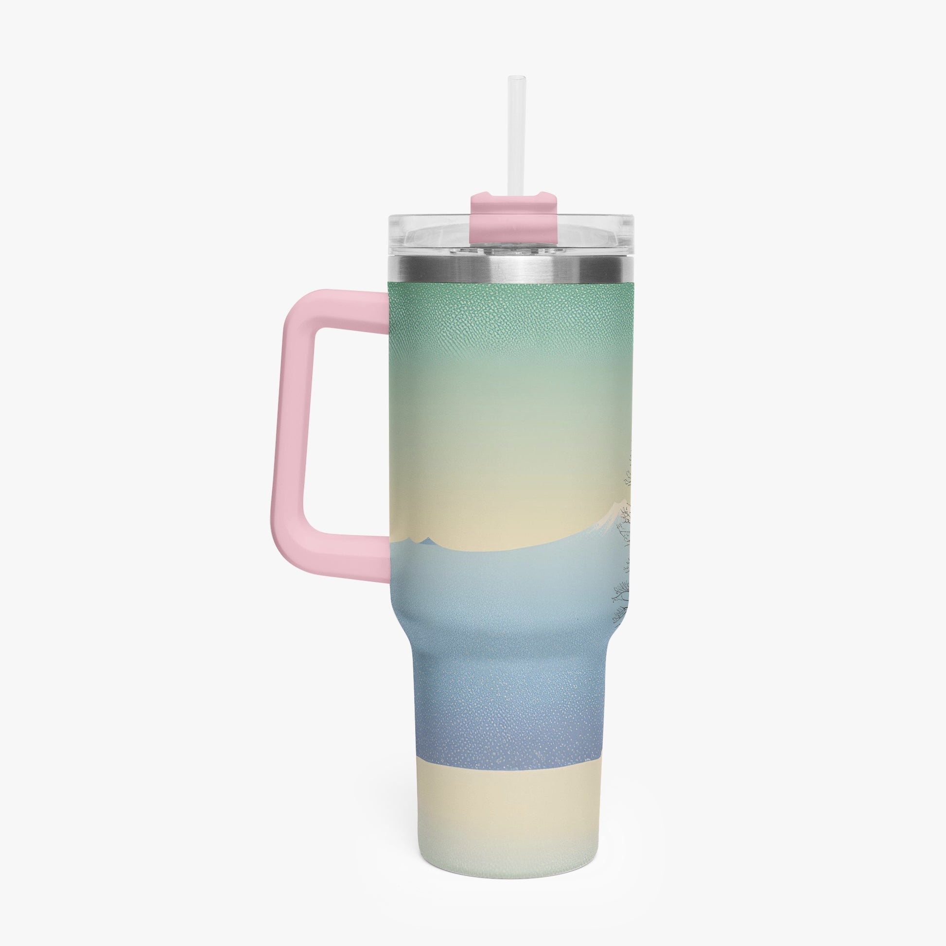 Winter's Solitude Tumbler Cup Pink Handle