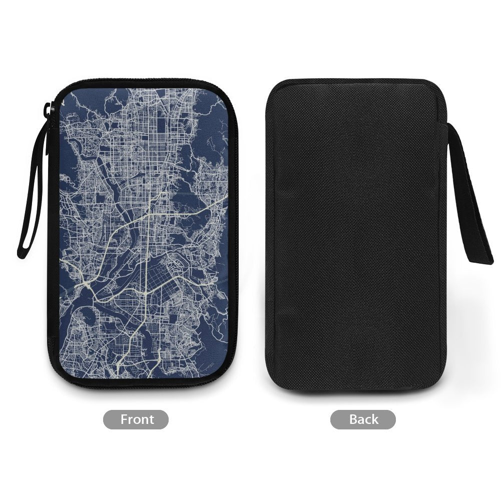 Blue Kyoto City Map Travel Tech Pouch - 