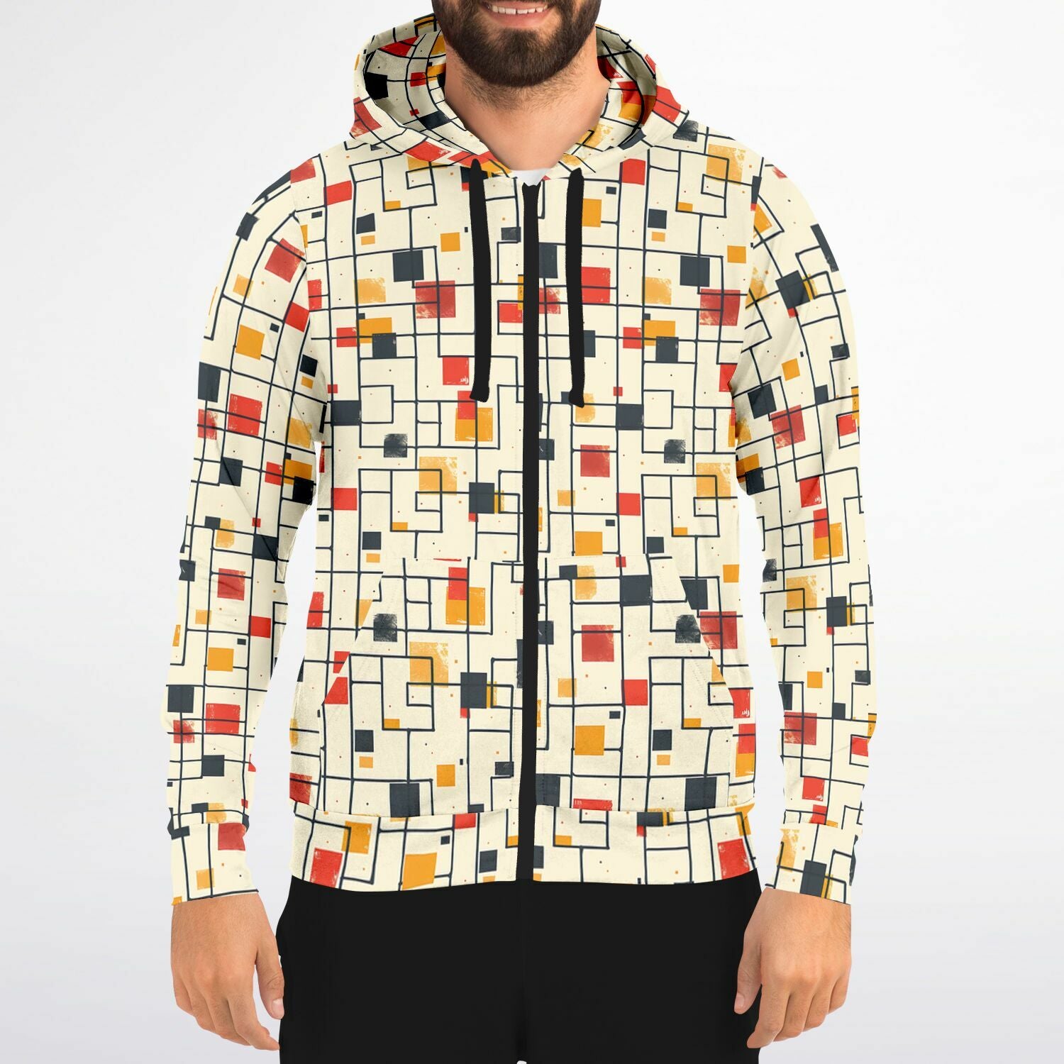 ヒイロ Chokaku Scattered Grid Zip-Up Hoodie – Kaito Japan Design