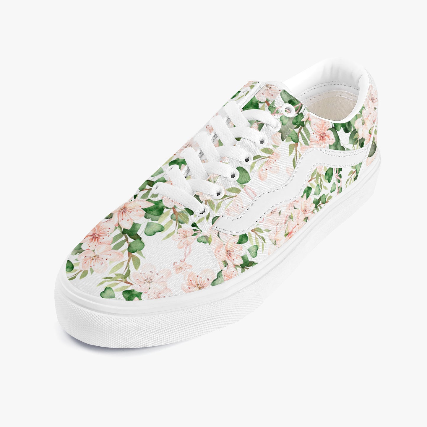 Floral-patterned sneaker on a white background