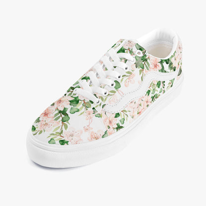 Floral-patterned sneaker on a white background