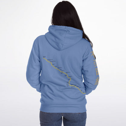 Yurakucho Line Ultra-Soft Microfleece Blue and Gold Zip Hoodie