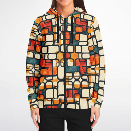 Enso Rounded Grid Zip - Up Hoodie - 