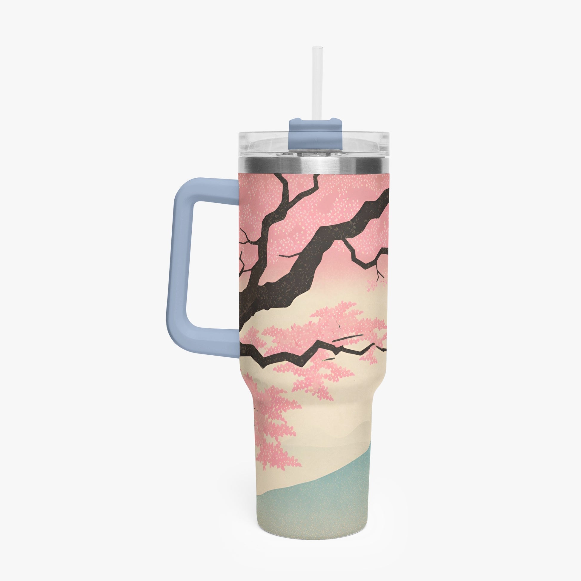 Fuji Dreams Car Tumbler Cup light blue Handle