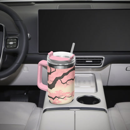 Fuji Dreams Car Tumbler Cup Pink Handle