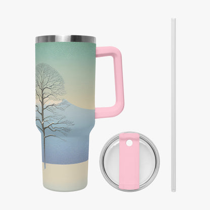 Winter's Solitude Tumbler Cup Pink Handle