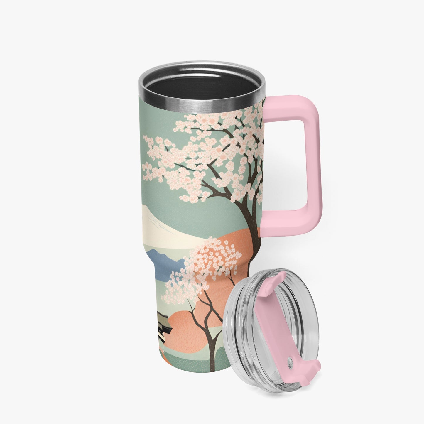 Spring Moon Tumbler Cup Pink Handle