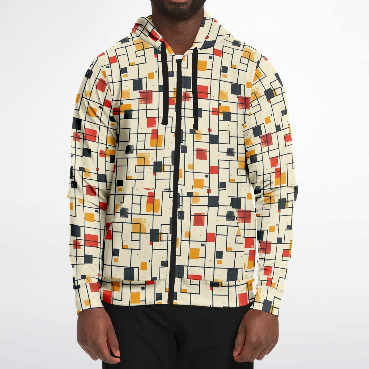 Chokaku Scattered Grid Zip - Up Hoodie - 