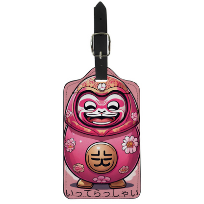 Pink Daruma Doll Luggage Tag