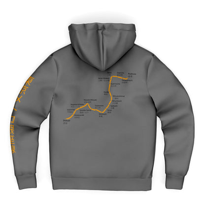 Ginza Line Grey and Orange Hoodie Microfleece Ziphoodie