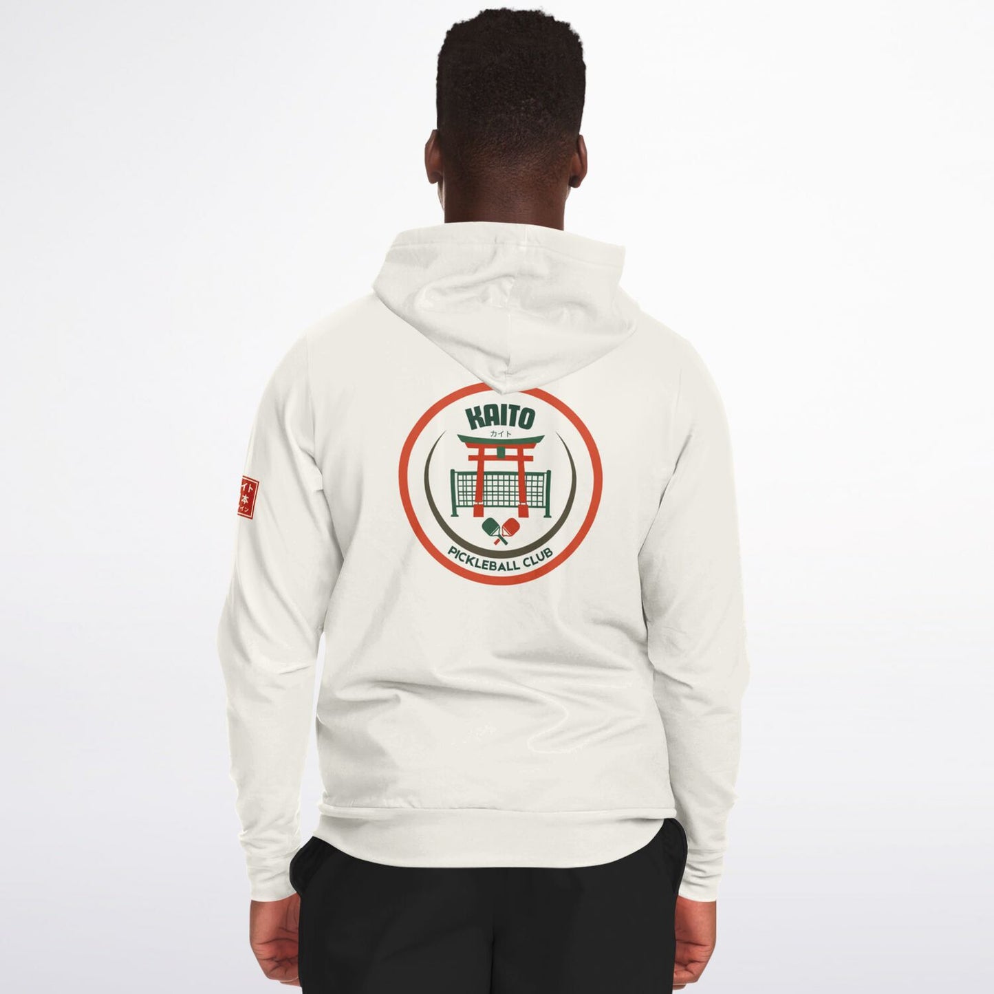 KAITO1977 Unisex Zip-Up Hoodie in a premium dark minimalist colorway featuring a clean Japanese stylized Pickleball Club crest on the chest.