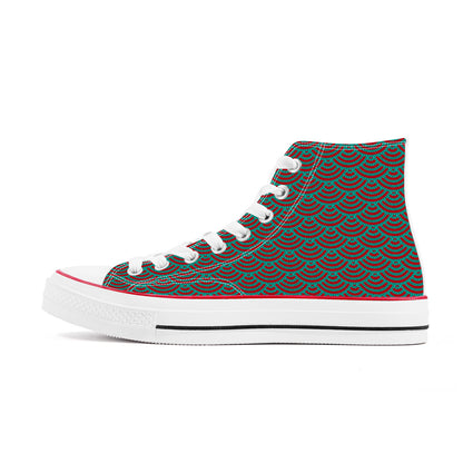 Namboku Line High Top Canvas Shoes - Red and Green