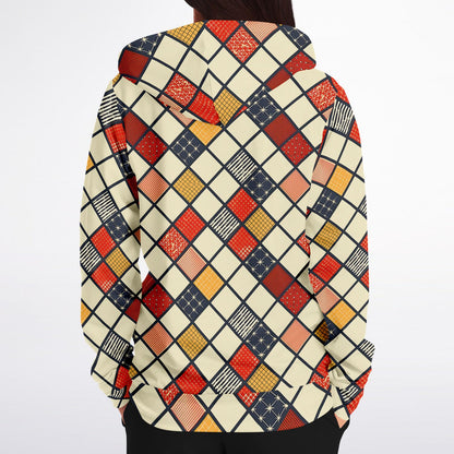 Hoodie with a geometric pattern on a white background