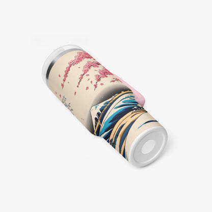 The Great Wave Tumbler Cup Pink handle