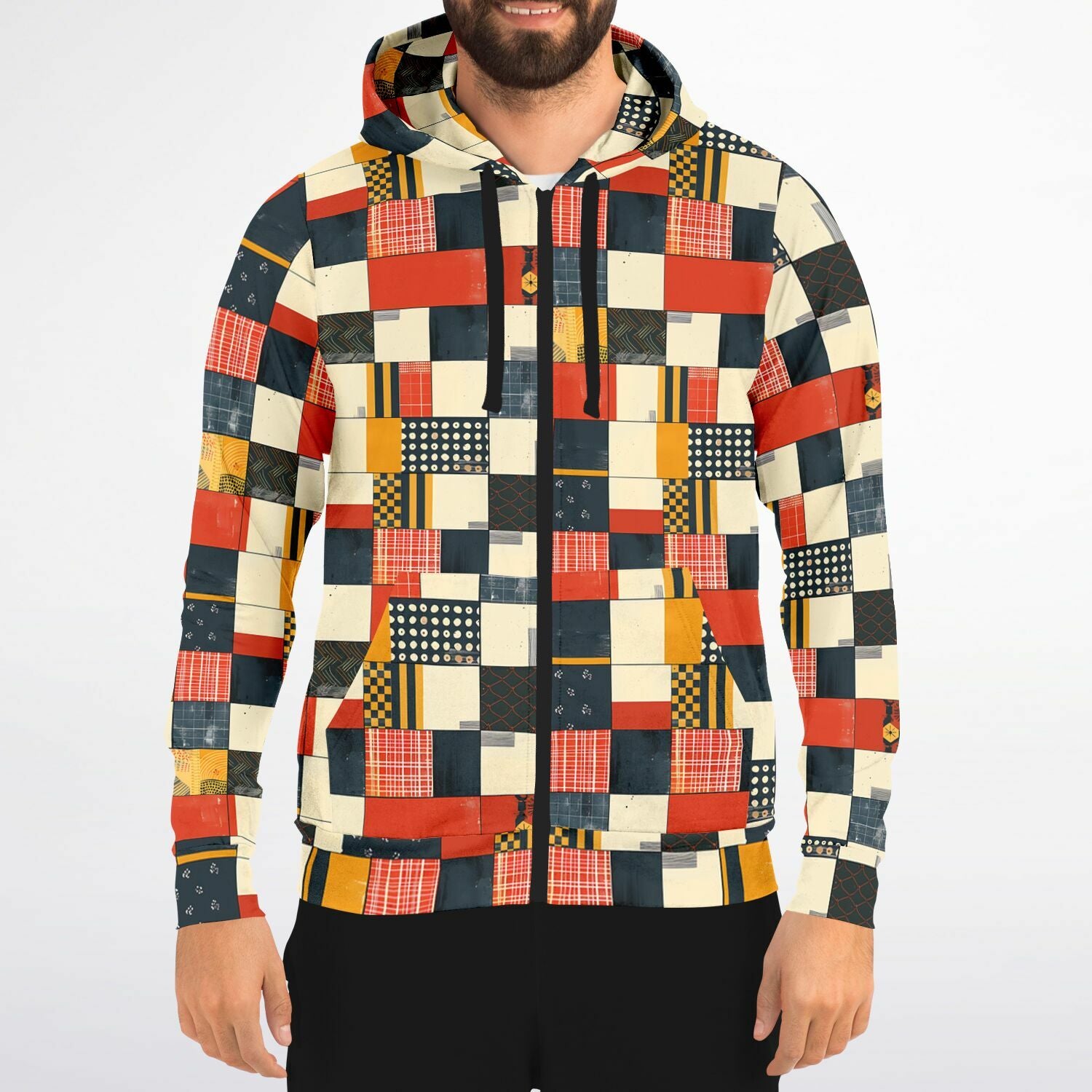 Kokon Patchwork Zip-Up Hoodie – Kaito Japan Design