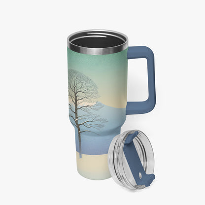 Winter's Solitude Tumbler Cup blue Handle