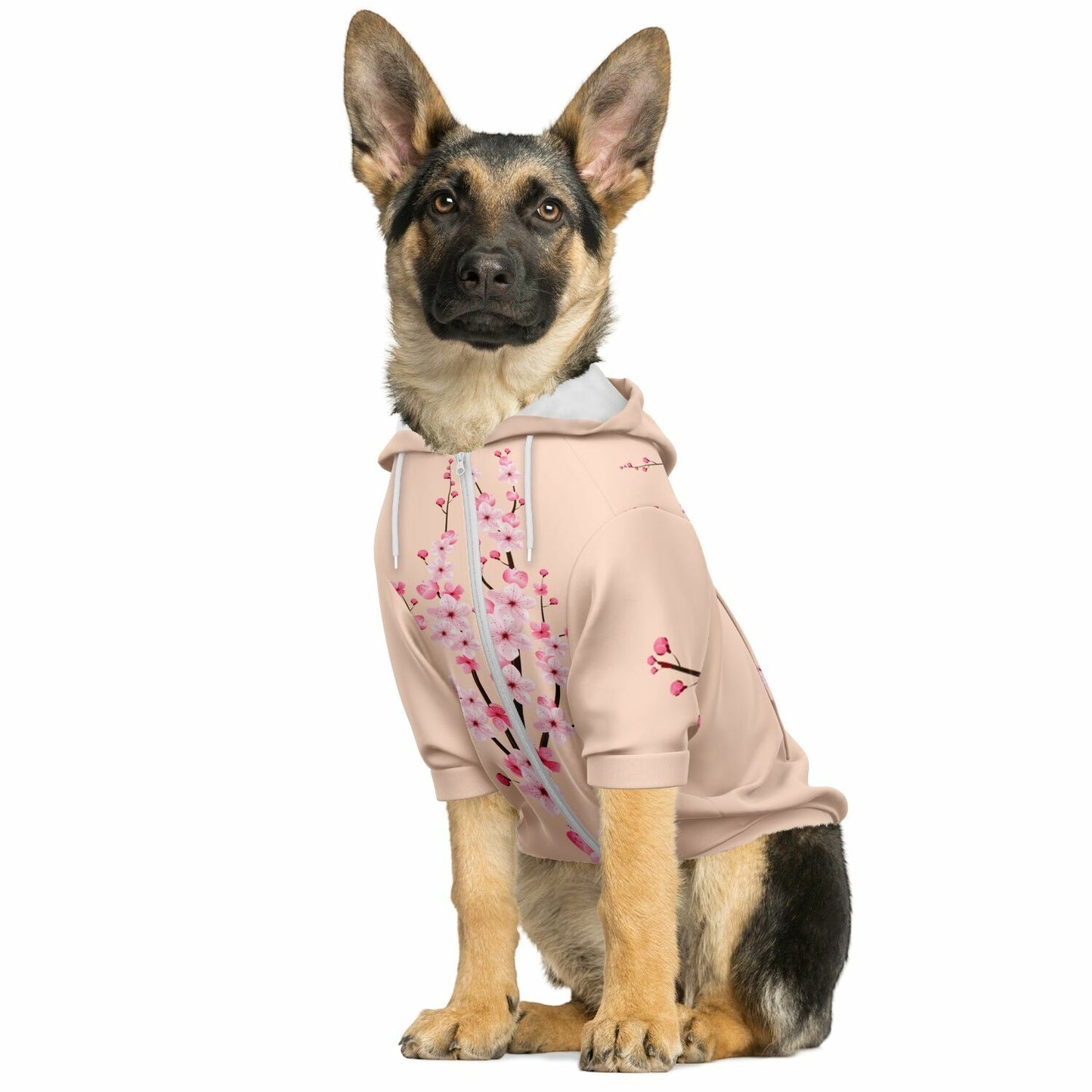 Light Pink Sakura Athletic Dog Zip-Up Hoodie