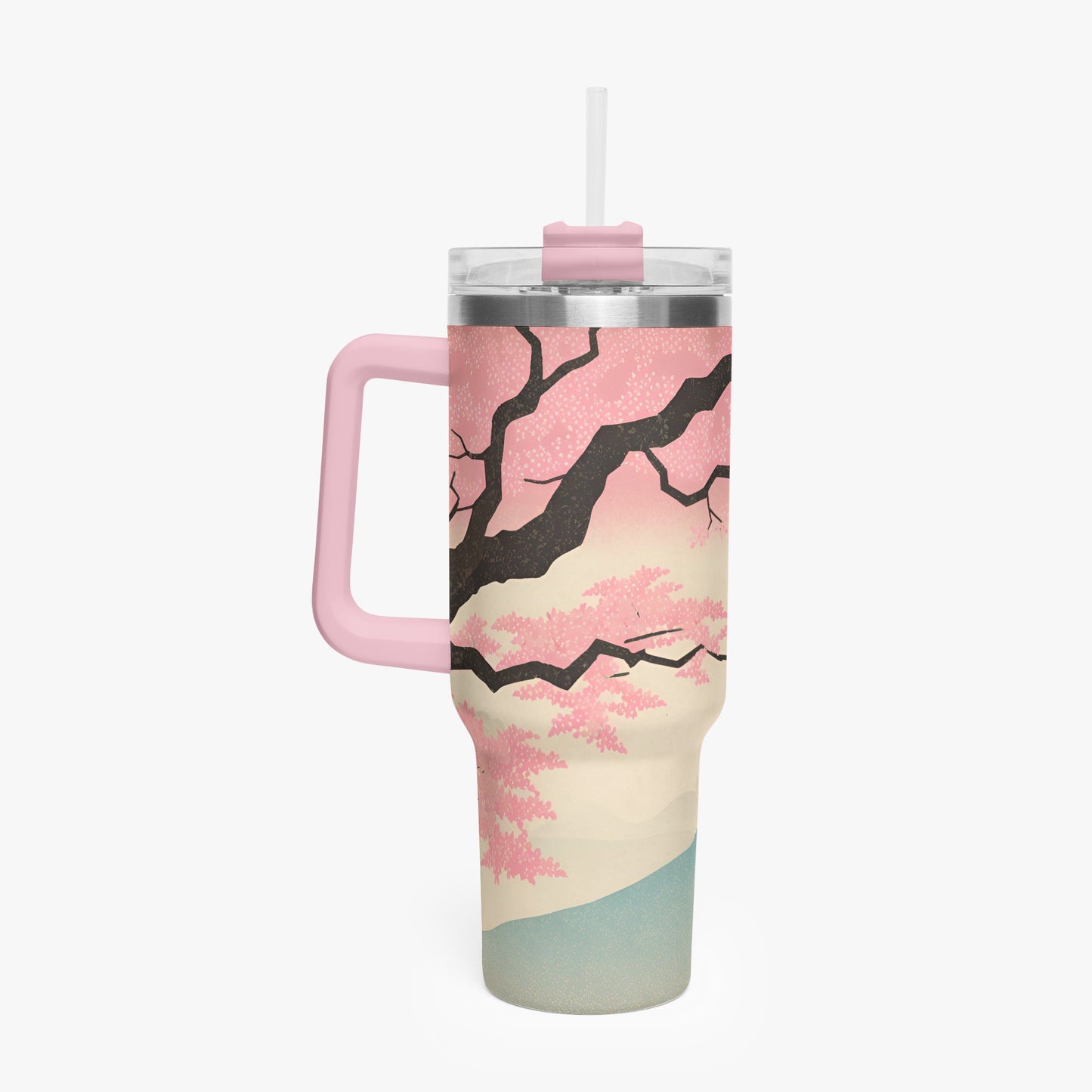 Fuji Dreams Car Tumbler Cup Pink Handle