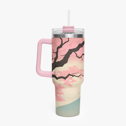 Fuji Dreams Car Tumbler Cup Pink Handle