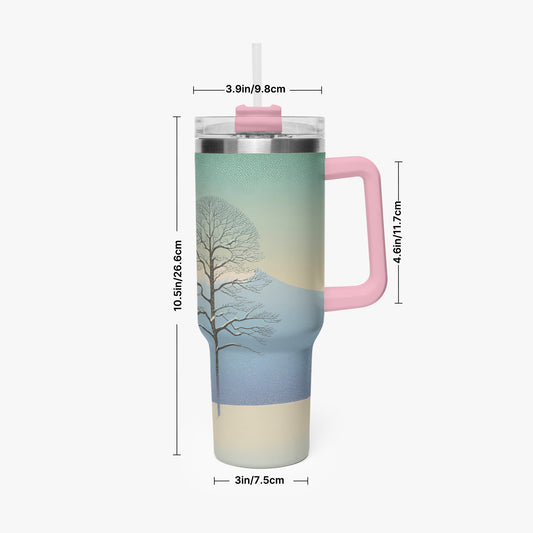 Winter's Solitude Tumbler Cup Pink Handle