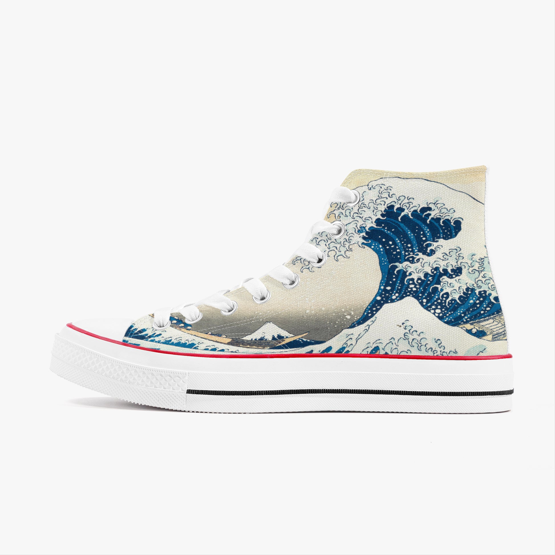 Sneaker with wave design on a white background